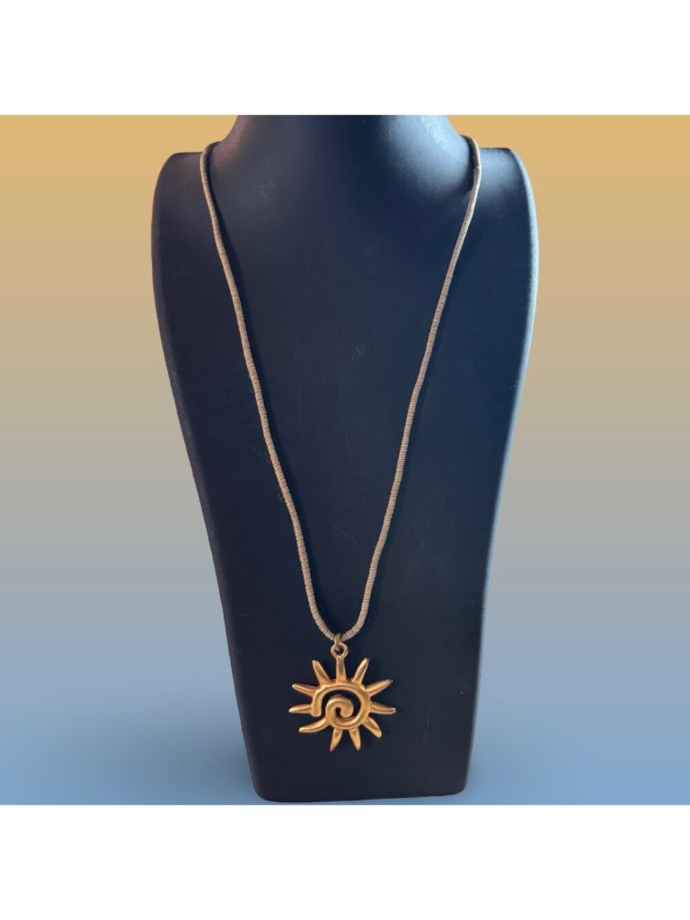 Anne Klein Sunburst Pendant Gold-Tone Necklace Vintage Jewelry Gift